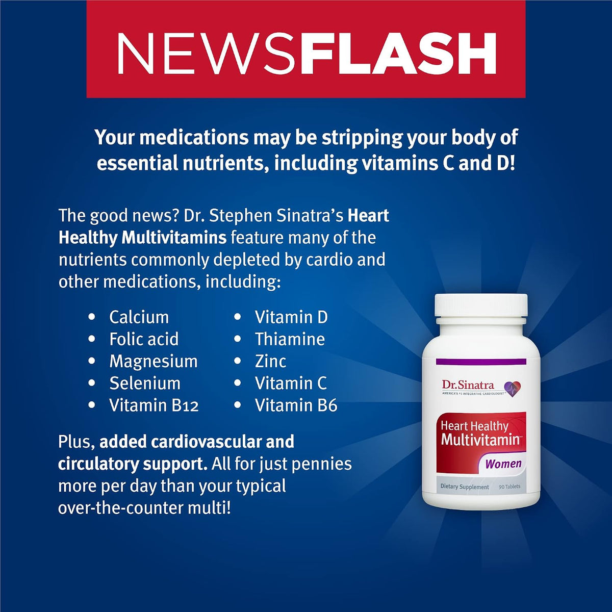 Dr. Sinatra Heart Healthy Multivitamin for Women with Vitamin D 1000 IU, 90 Tablets - görsel 5