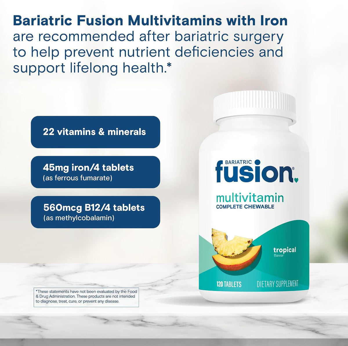 Bariatric Fusion Complete Chewable Multivitamin with Iron - Tropical Flavour - görsel 5