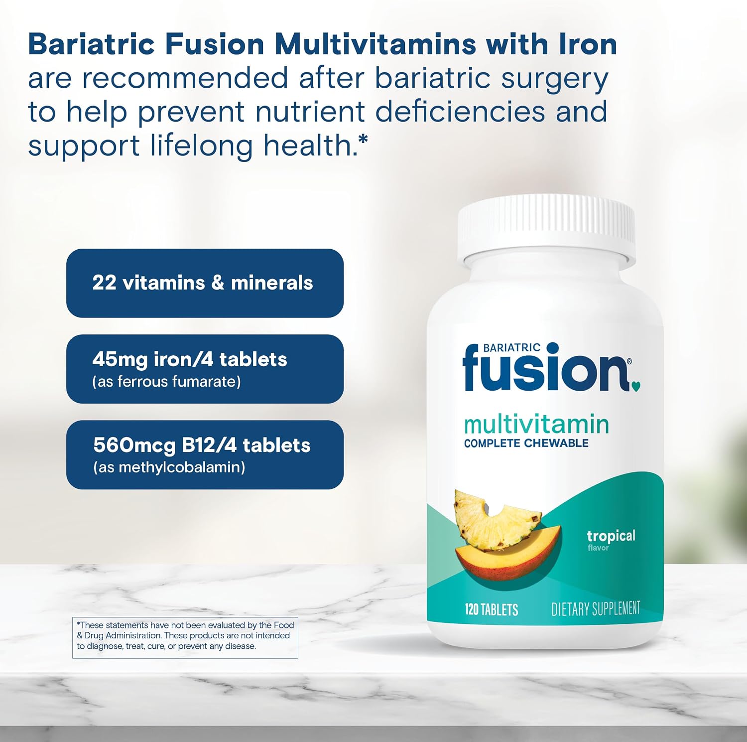 Bariatric Fusion Complete Chewable Multivitamin with Iron - Tropical Flavour - görsel 5