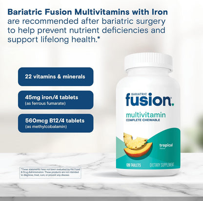 Bariatric Fusion Complete Chewable Multivitamin with Iron - Tropical Flavour