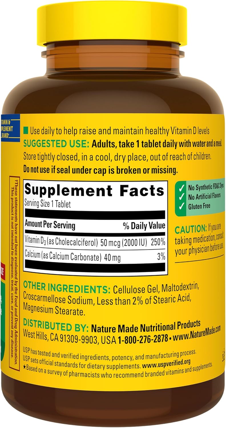 Nature Made Vitamin D3 2000 IU (50 mcg) Tablets, 400 Count - görsel 8