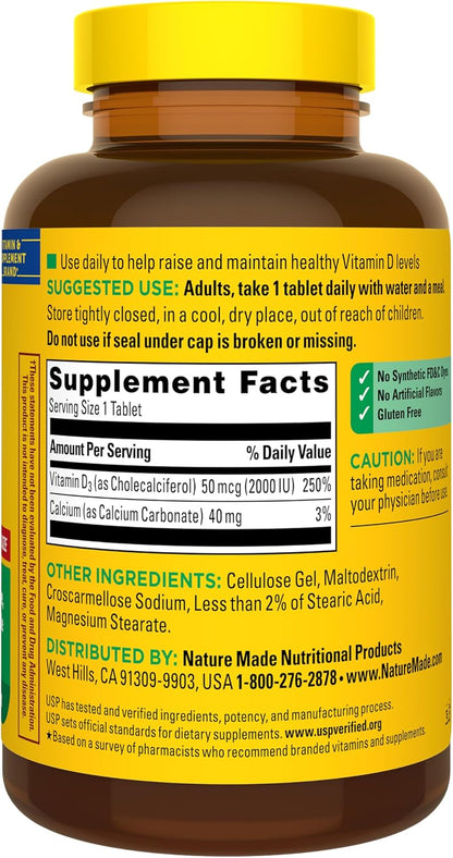 Nature Made Vitamin D3 2000 IU (50 mcg) Tablets, 400 Count