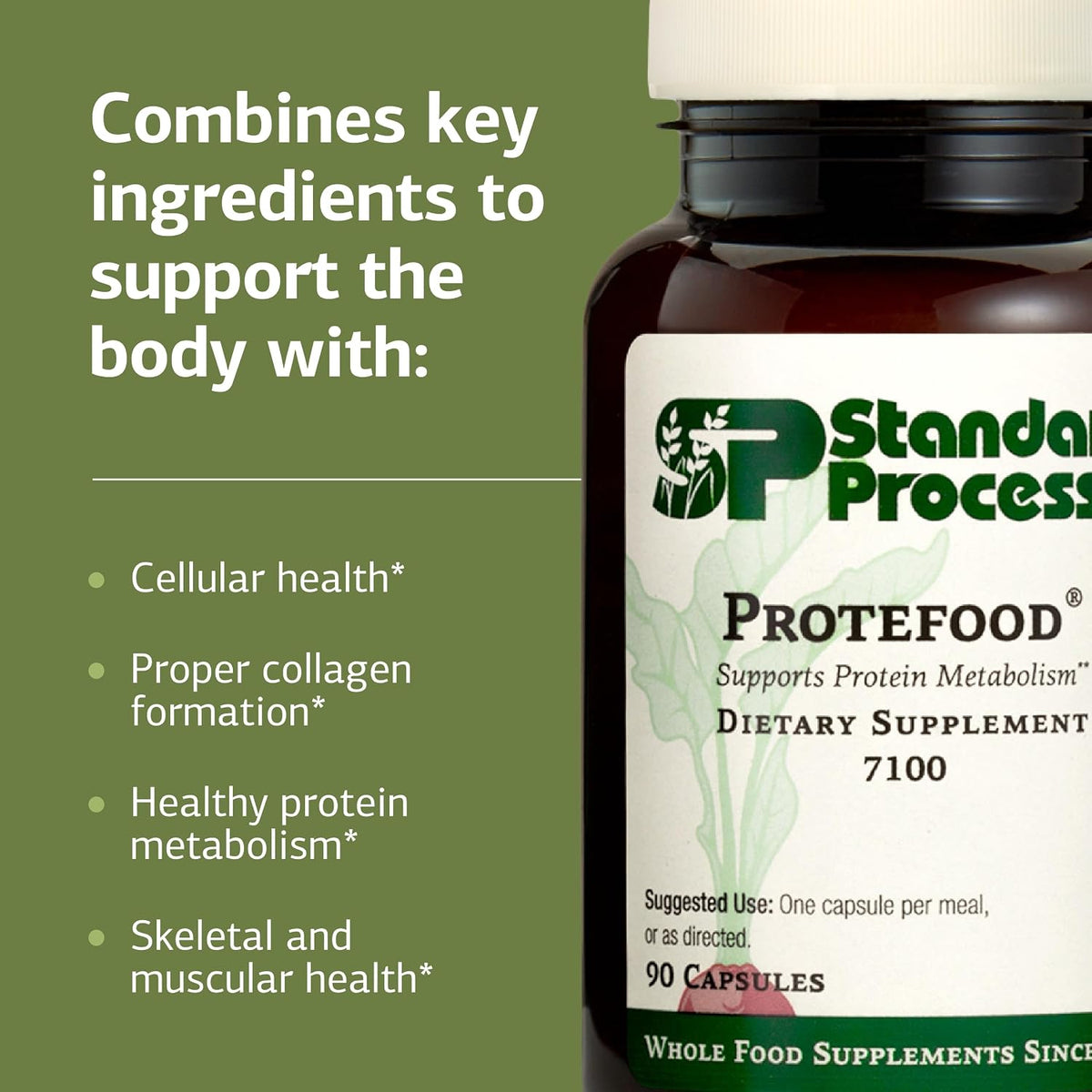 Standard Process Protefood – Whole Food-Based Protein Metabolism Food Supplement with Calcium & Vitamin C (90 Capsules) - görsel 4