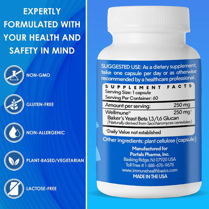 Immune Health Basics Ultra Strength Immunity - Highly Purified Beta Glucan - 60 Capsules