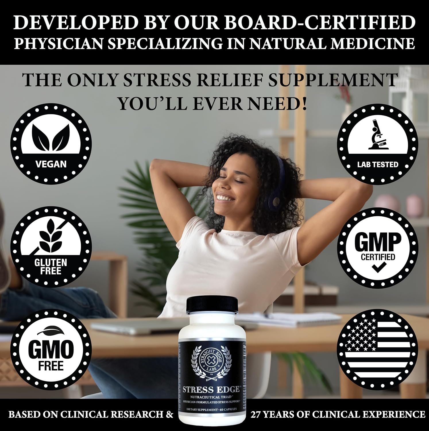 Stress Edge Stress Relief Supplement – Natural Mood Enhancer by Straight Edge Labs - görsel 2