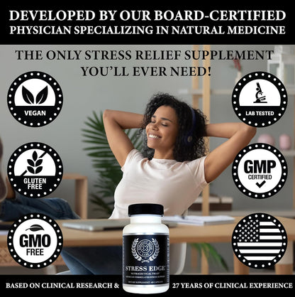 Stress Edge Stress Relief Supplement – Natural Mood Enhancer by Straight Edge Labs