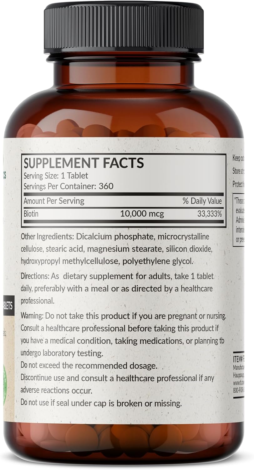 Futurebiotics Biotin 10,000 mcg High Potency Tablets, 360 Tablets - görsel 2