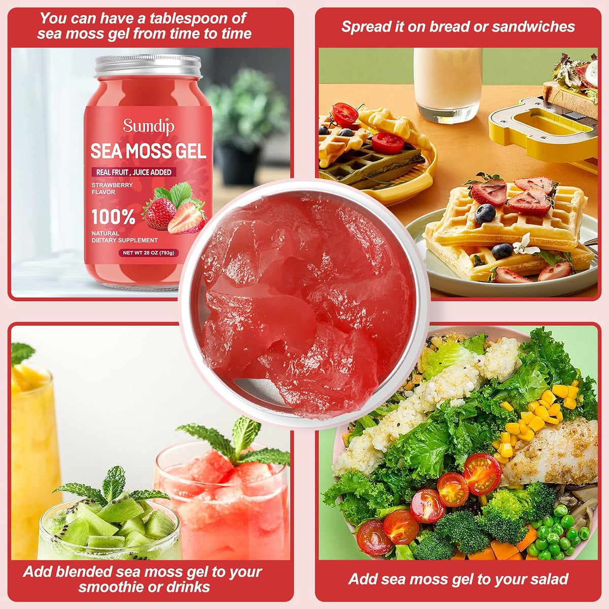 SumDIP Strawberry Sea Moss Gel, 28 oz (794 g) - görsel 3