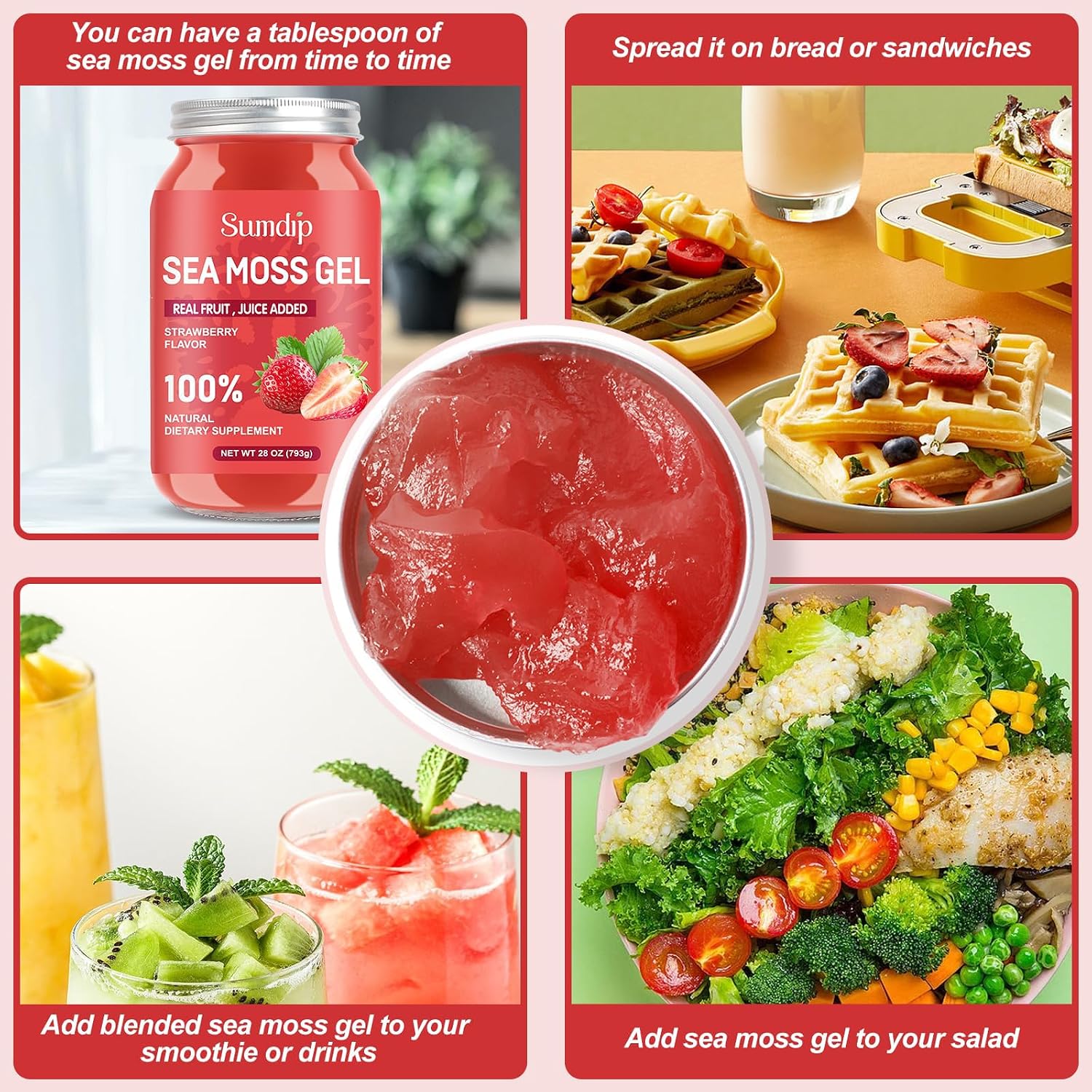 SumDIP Strawberry Sea Moss Gel, 28 oz (794 g) - görsel 3