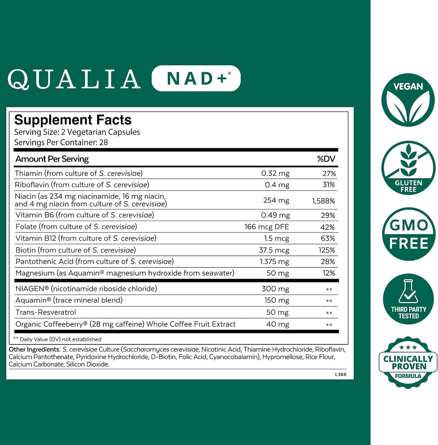 Qualia NAD+ Supplement - Nicotinamide Riboside, Niacin, Niacinamide - 1 Month Supply - görsel 2