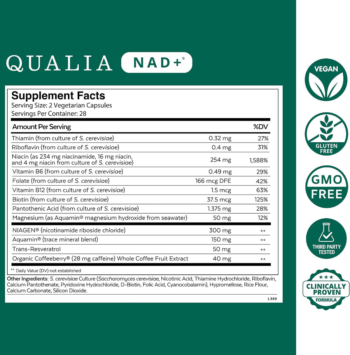 Qualia NAD+ Supplement - Nicotinamide Riboside, Niacin, Niacinamide - 1 Month Supply - görsel 2