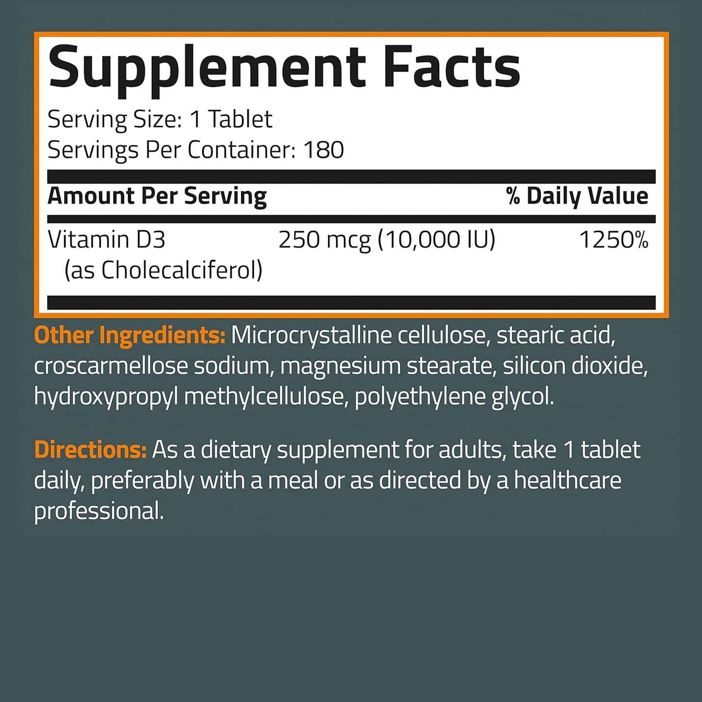 Bronson Vitamin D3 10,000 IU (250 mcg) - 180 Tablets for Immune & Muscle Support - görsel 8
