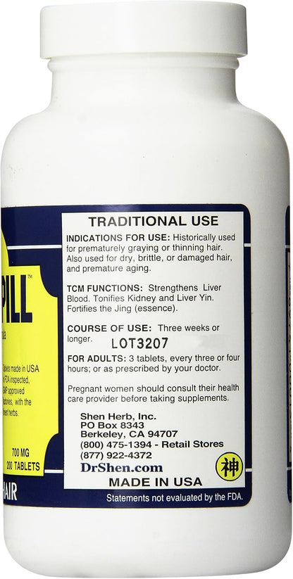 Dr. Shen's Shou Wu Pill (200 Tablets – One Month's Supply)
