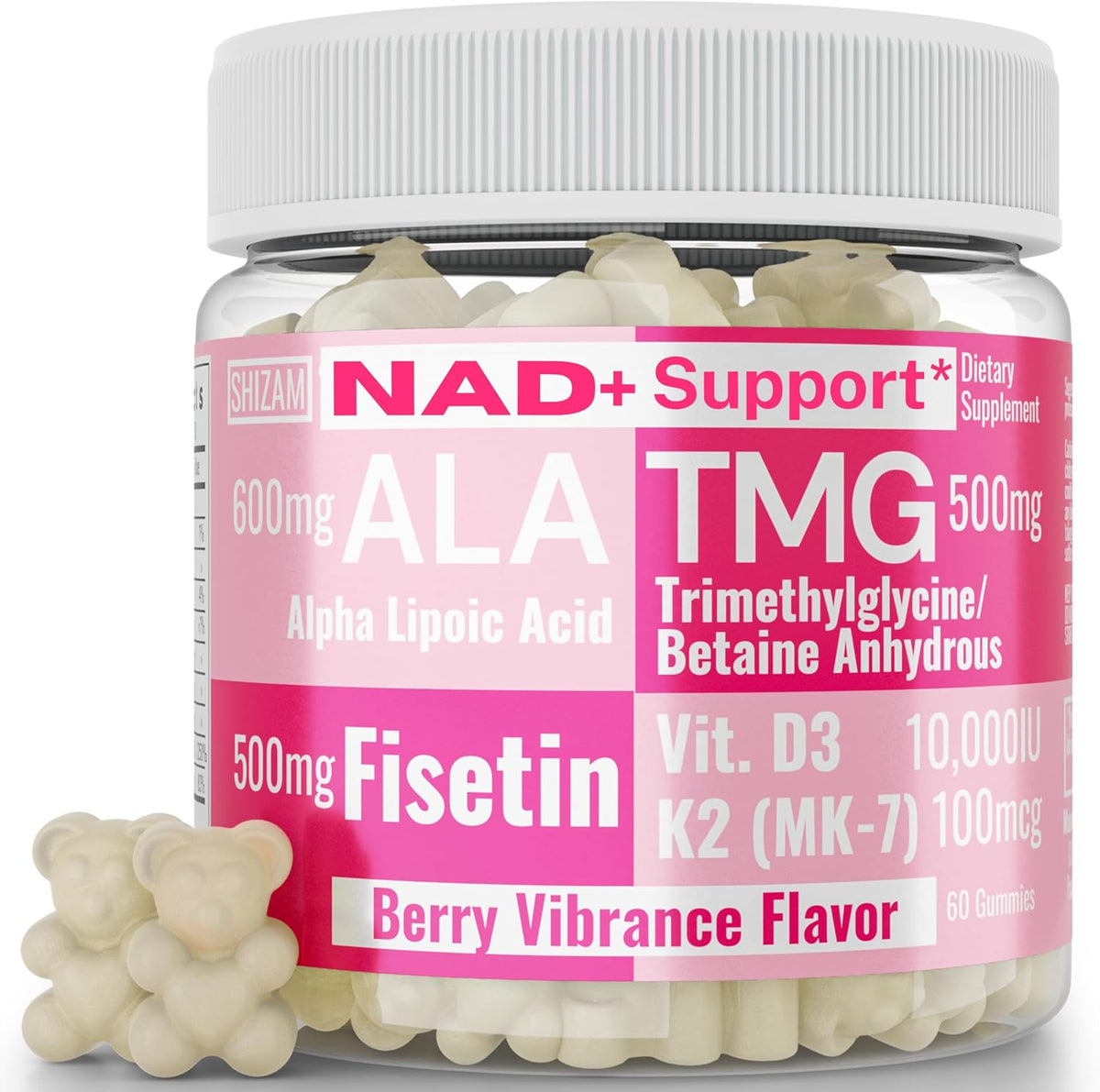 SHIZAM TMG Betaine Alpha Lipoic Acid ALA D3 Fisetin Gummies - görsel 1