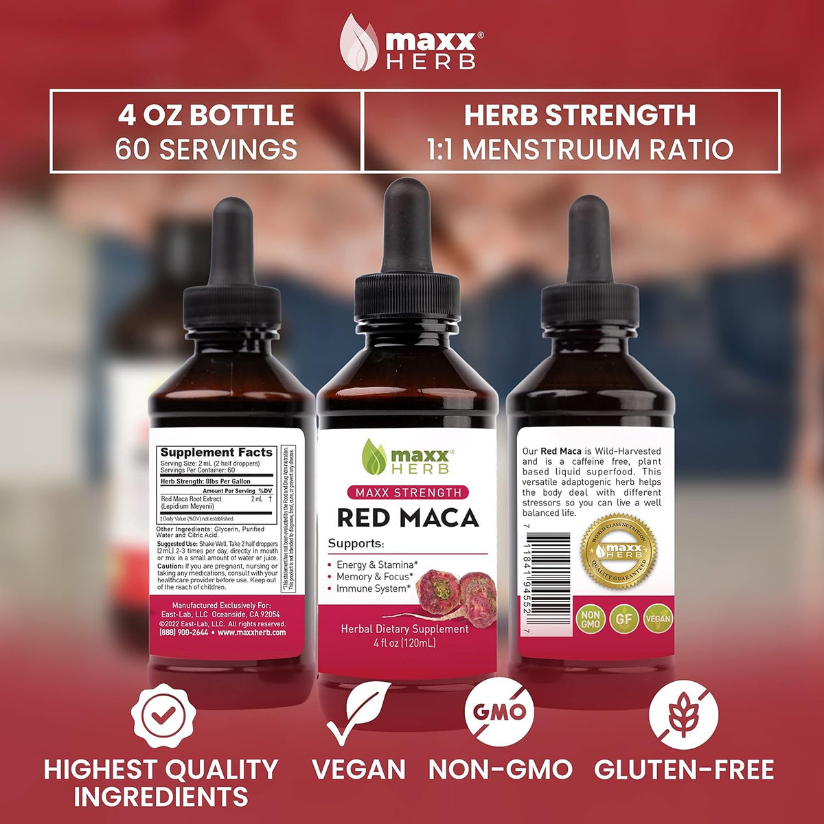 Maxx Herb Red Maca Root Extract – Max Strength Liquid Drops, 118 ml (approx. 60 servings) - görsel 5