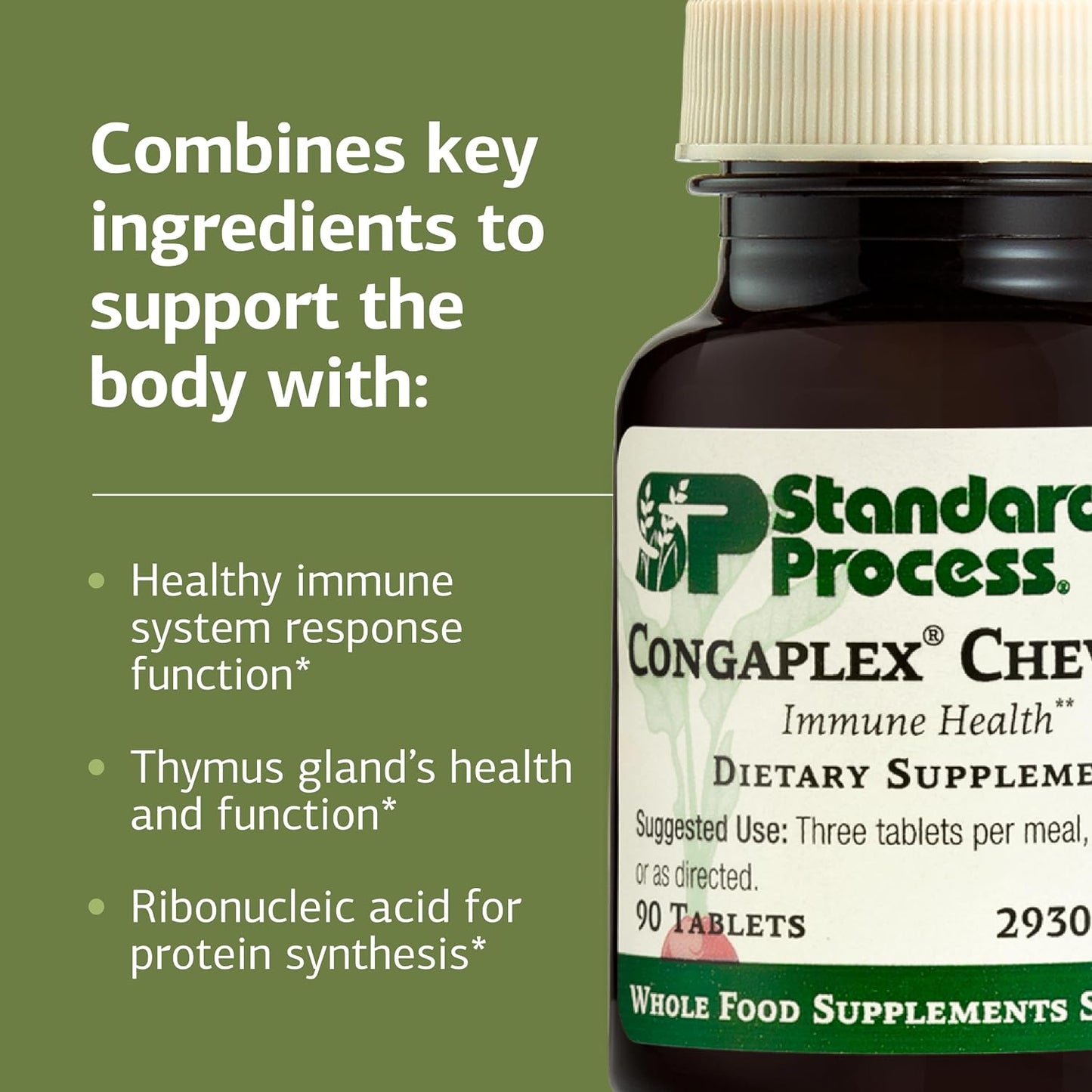 Standard Process Congaplex Chewable - Immune Support with Vitamin A - 90 Tablets - görsel 4