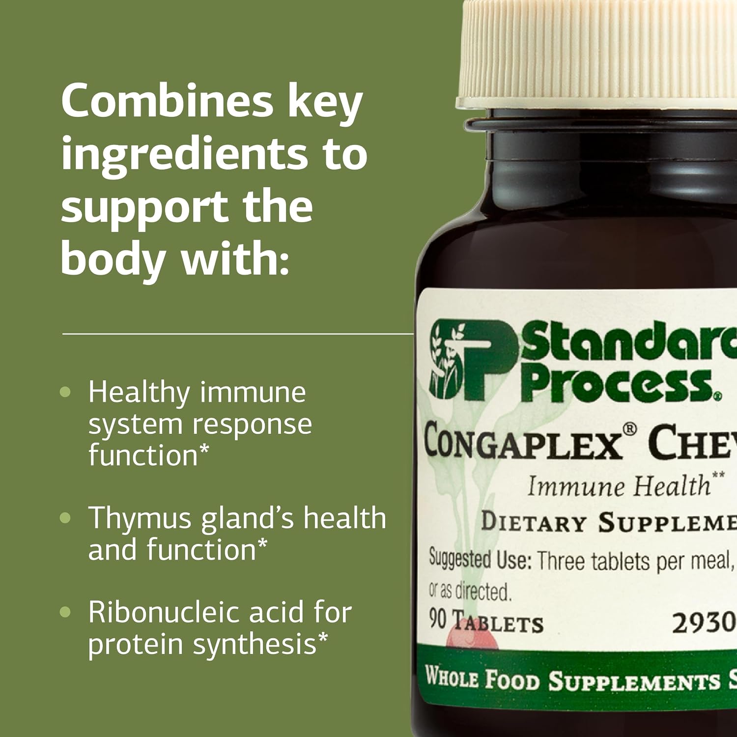 Standard Process Congaplex Chewable - Immune Support with Vitamin A - 90 Tablets - görsel 4