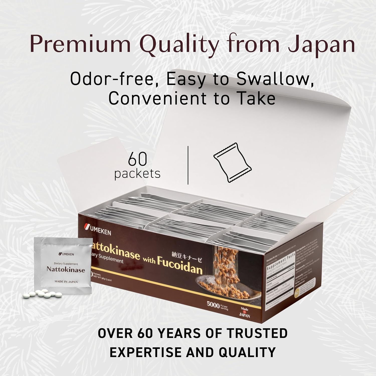 Umeken Nattokinase Plus Fucoidan - 5000FU Nattokinase with Okinawan Fucoidan, 60 Packets - görsel 5
