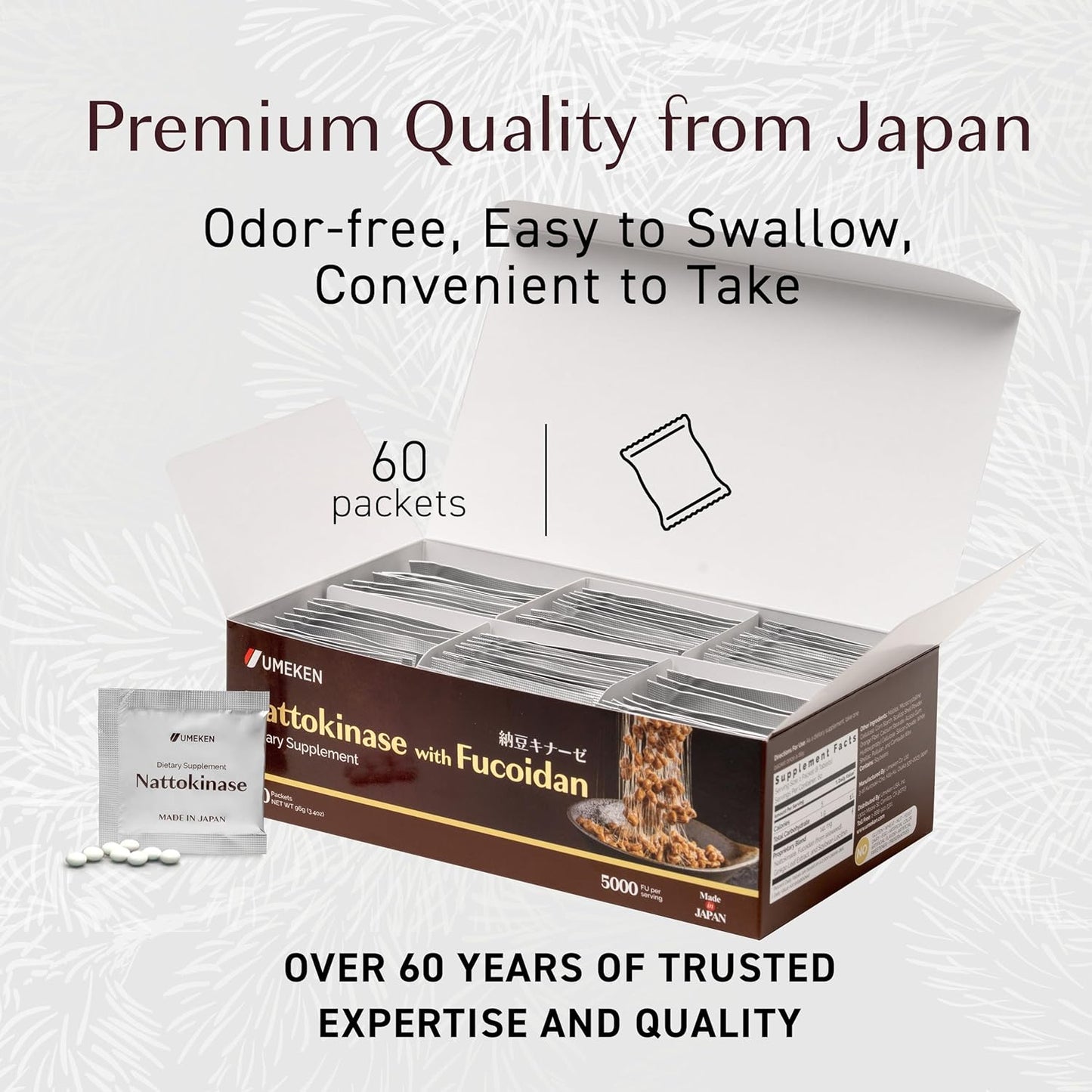 Umeken Nattokinase Plus Fucoidan - Nattokinase Supplement 5000FU, Odour Free, 60 Counts (Pack of 2) - görsel 5