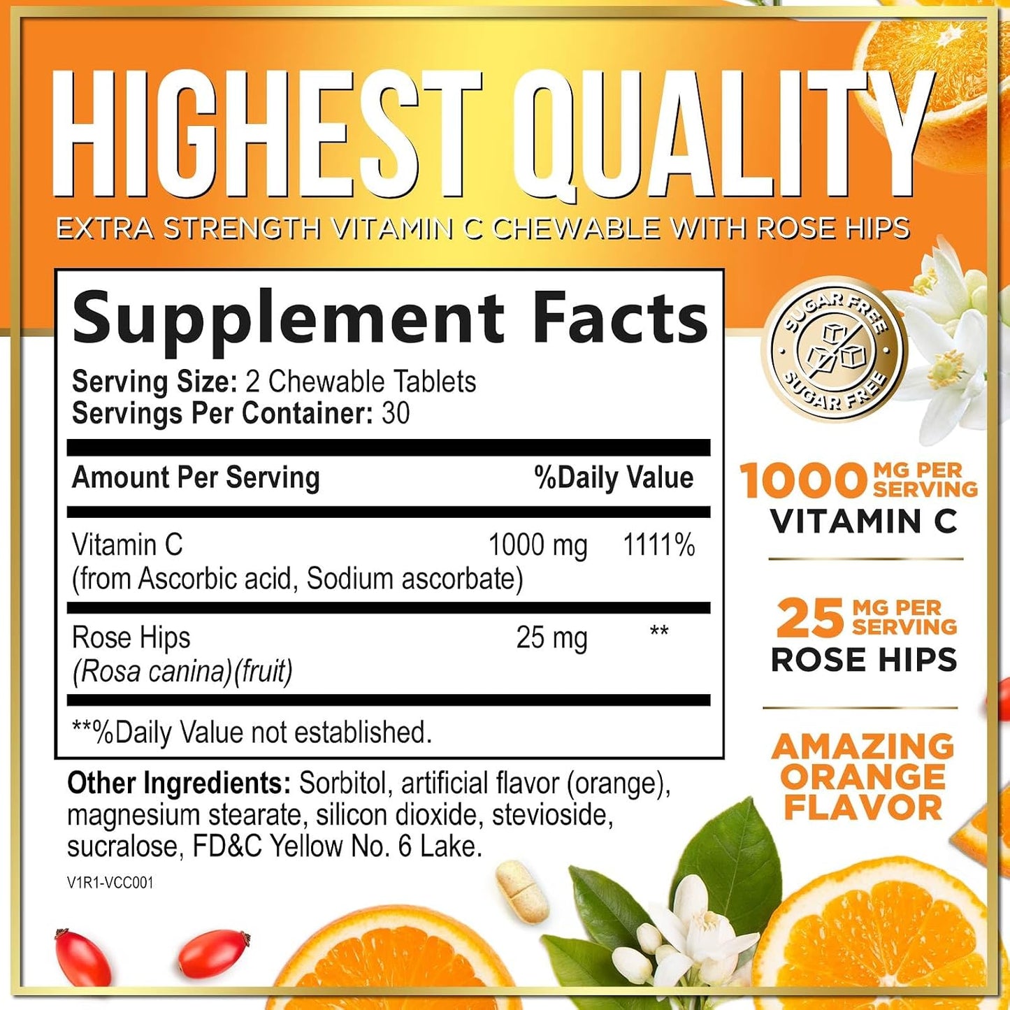 Hello Lovely! Vitamin C 1000mg Chewable Tablets with Rose Hips & Bioflavonoids - görsel 2