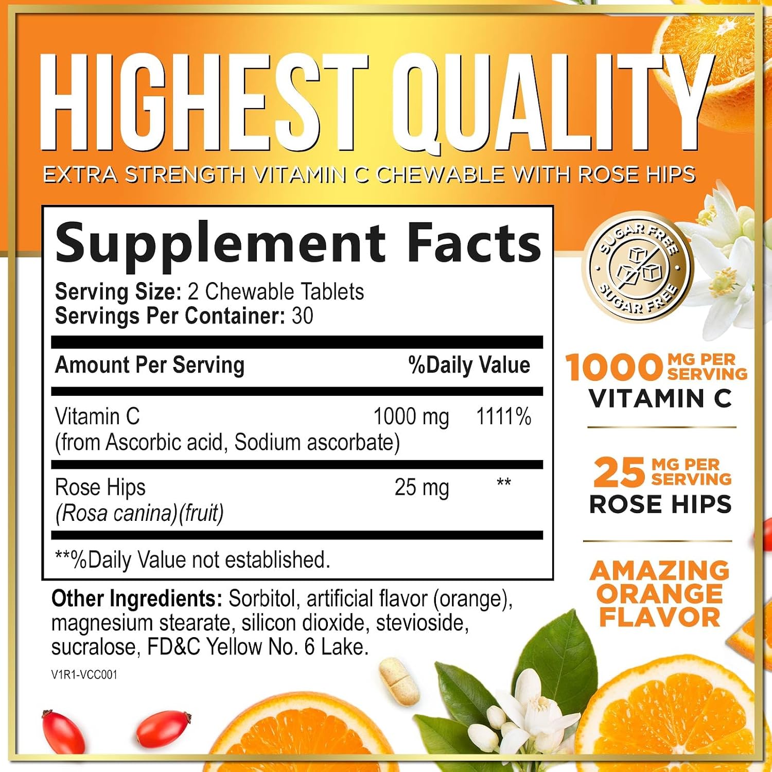 Hello Lovely! Vitamin C 1000mg Chewable Tablets with Rose Hips & Bioflavonoids - görsel 2
