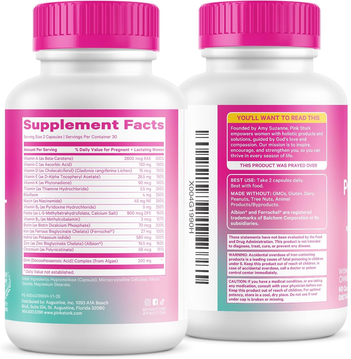 Pink Stork Total Postnatal Vitamins for Women | Vegan Algae DHA, Methylated Folate, Iron, B12 | Postpartum Recovery + Lactation Support | Clean Labelled Award Winner | 60 Capsules, Mint - görsel 9