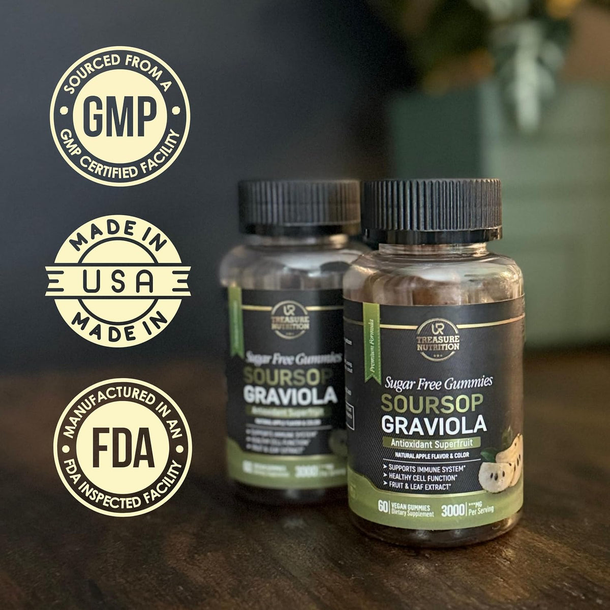 Soursop Leaves & Fruit Gummies – Sugar-Free Graviola Supplement – 3000mg – 60 Gummies - görsel 8