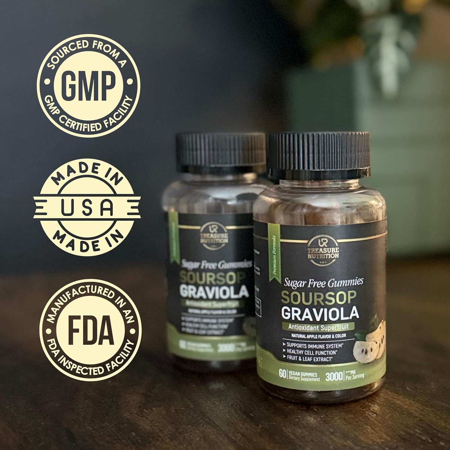 Soursop Leaves & Fruit Gummies – Sugar-Free Graviola Supplement – 3000mg – 60 Gummies - görsel 8
