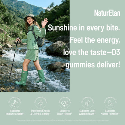 Vitamin D3 Gummies – 120 Gummies, 2000 IU, Sugar Free, Peach Flavour, Vegan & Gluten-free