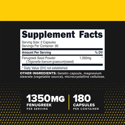 Primaforce Fenugreek Seed Capsules (180 Capsules, 1350mg Per Serving)