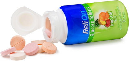 Relion Glucose Tablets - Tropical Fruit Flavour - 50 Count