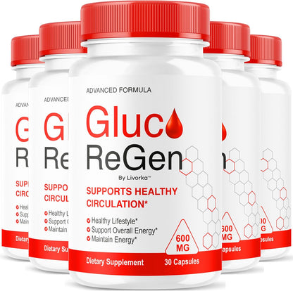 GlucoRegen Capsules – Premium Advanced Support Formula (Pack of 5, 150 Capsules)