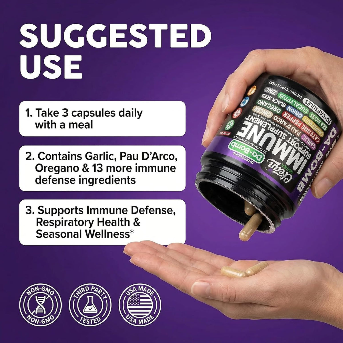 Organic Immune Support with Pau d'Arco, Garlic, Cayenne, Oregano & More - Clean Nutra - görsel 6
