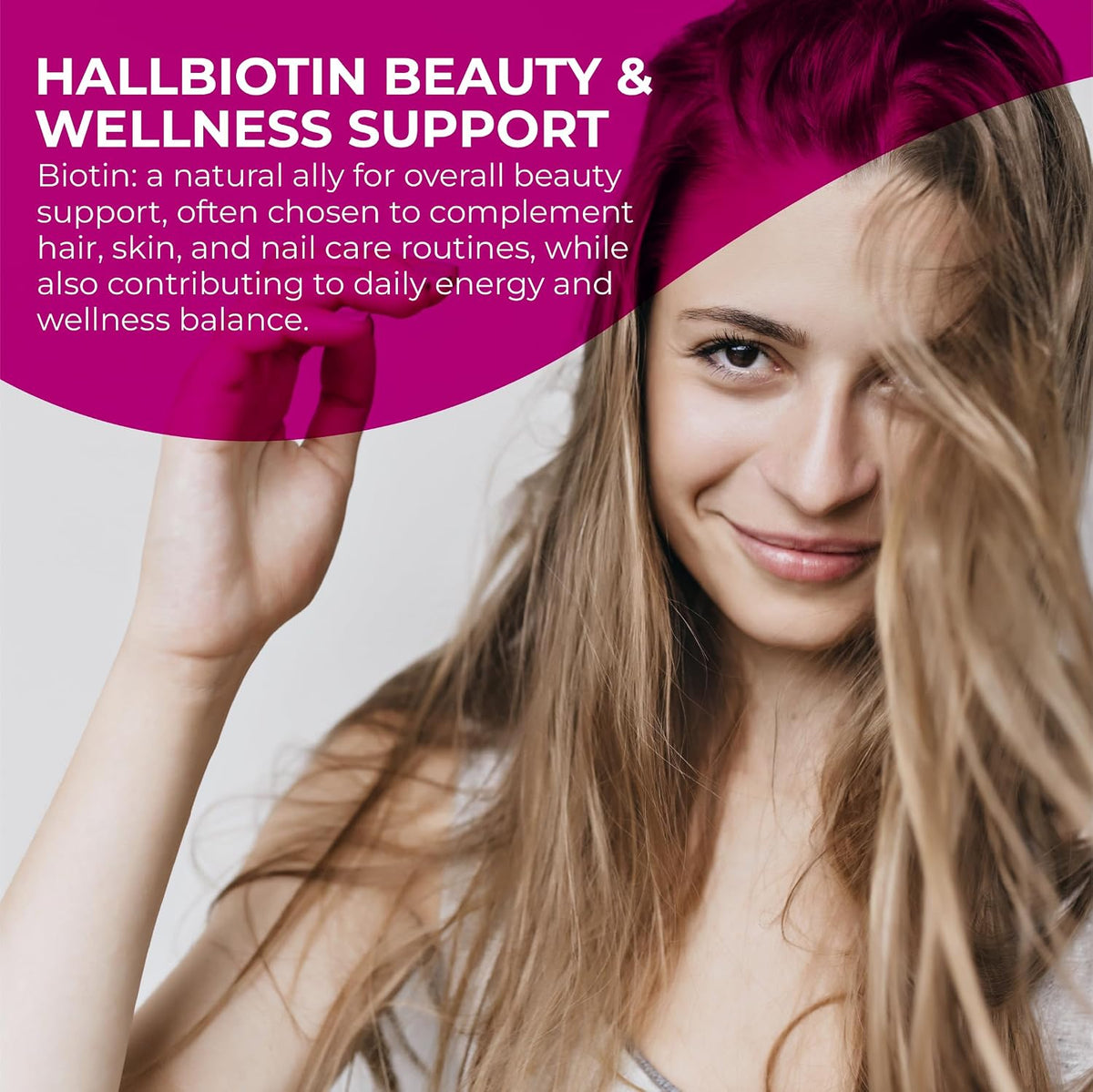 Hallusa Natural Biotin 10,000mcg, 60 Capsules - görsel 7