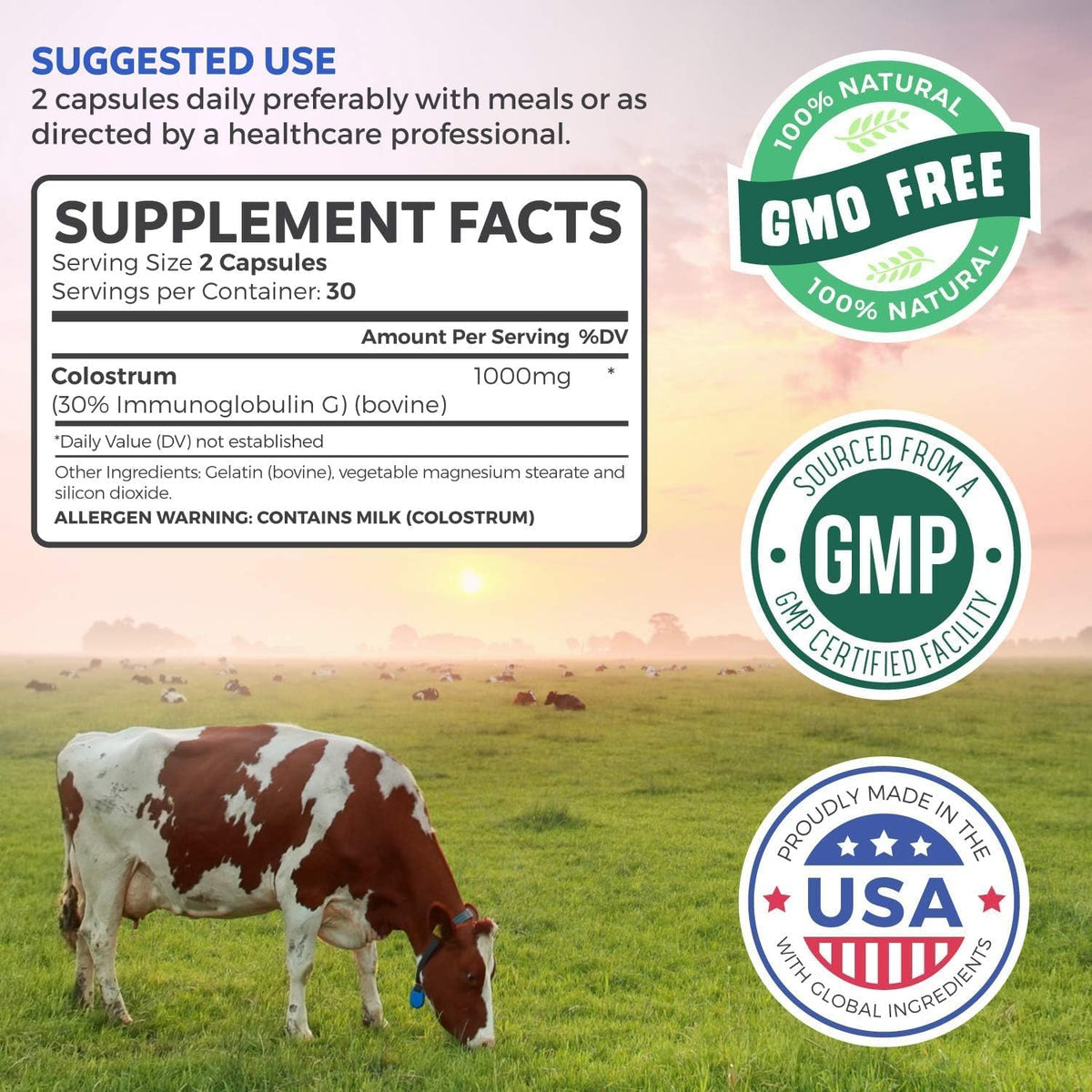 Bovine Colostrum for Women – 1,000 mg per Serving with 30% IgG Immunoglobulins - görsel 5