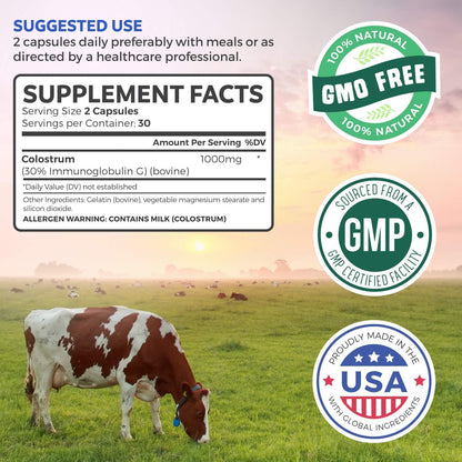 Bovine Colostrum for Women – 1,000 mg per Serving with 30% IgG Immunoglobulins