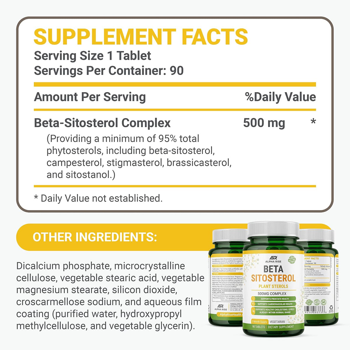 Beta Sitosterol 500mg Tablets – Prostate and Cholesterol Support - görsel 2
