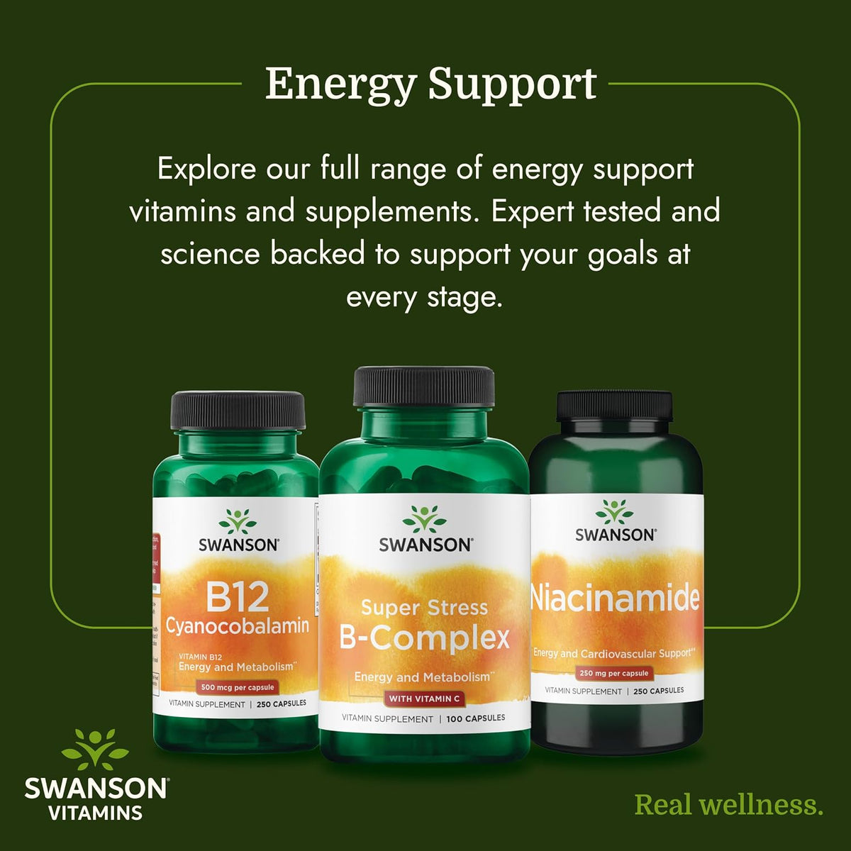 Swanson Super Stress B-Complex with Vitamin C (100 Capsules) - görsel 6