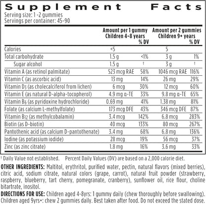 Igennus Methylated Children's Multivitamin Gummies | Sugar-Free Natural Berry | Age 4+ | 90 Gummies