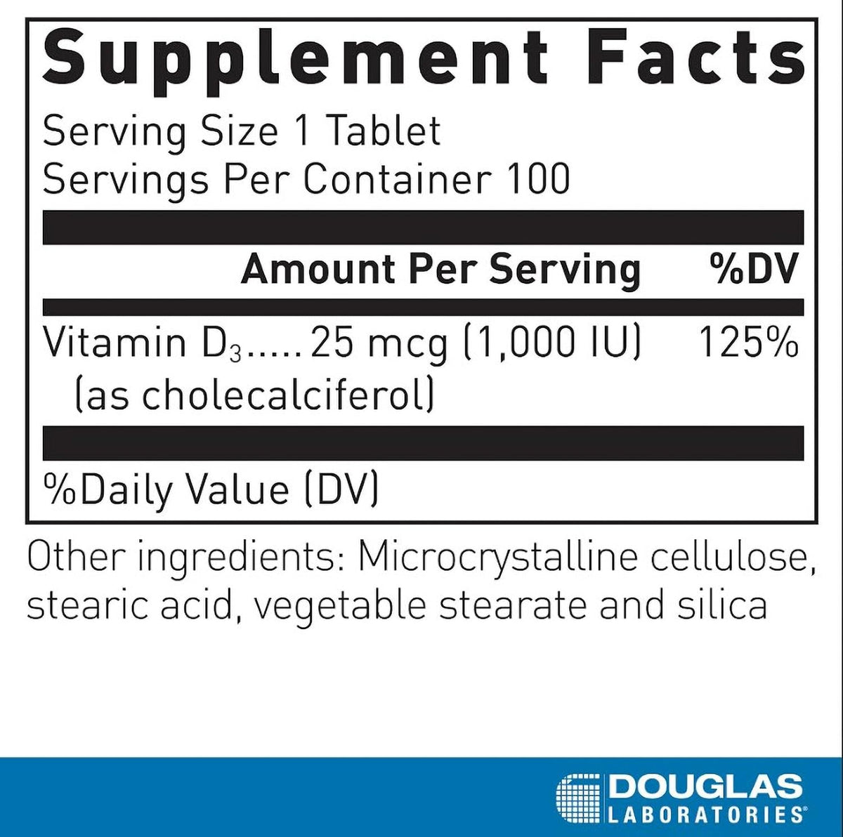 Douglas Laboratories Vitamin D 1,000 IU (25 mcg) - 100 Tablets - görsel 2