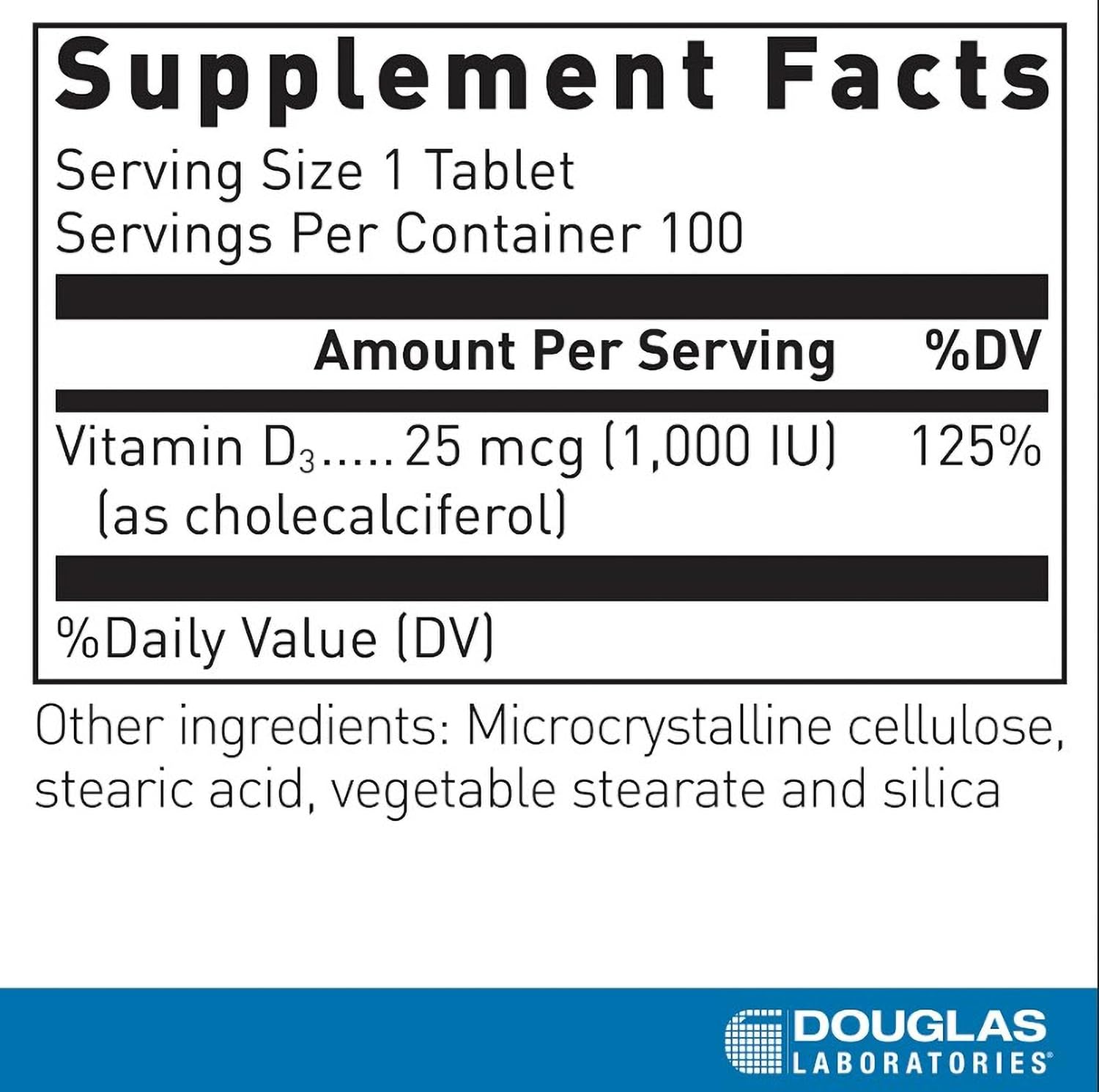 Douglas Laboratories Vitamin D 1,000 IU (25 mcg) - 100 Tablets - görsel 2