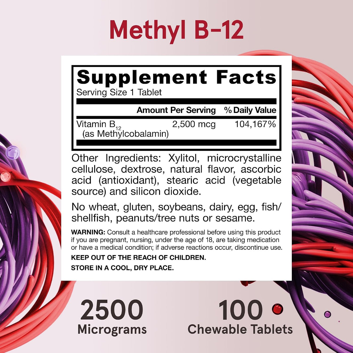 Jarrow Formulae Methyl Vitamin B12 2500 mcg, 100 Chewable Tablets, Tropical Flavoured - görsel 5