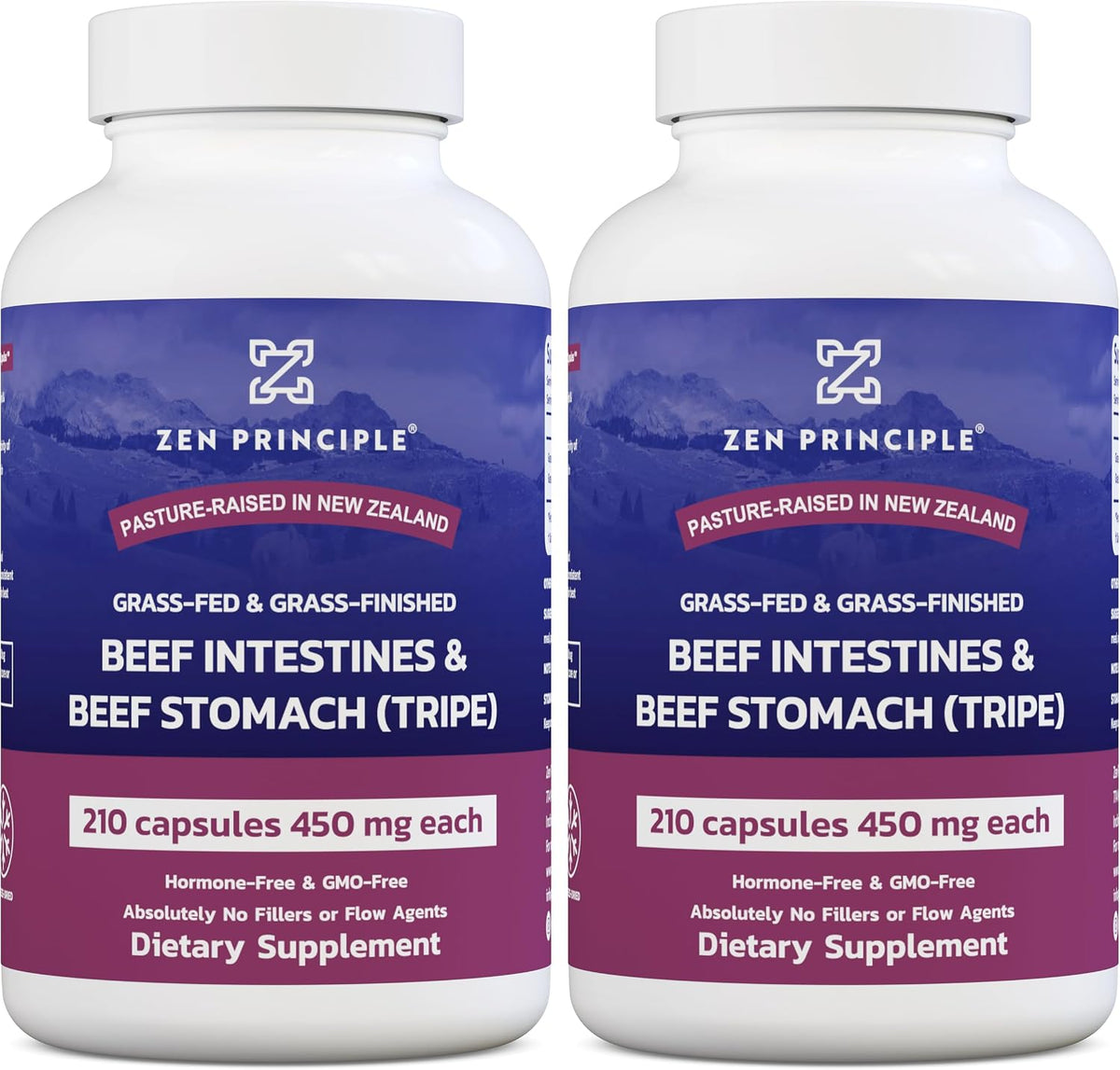 Zen Principle Grass Fed Beef Intestines and Stomach (Tripe) Food Supplement – 2 Pack, 420 Capsules - görsel 1