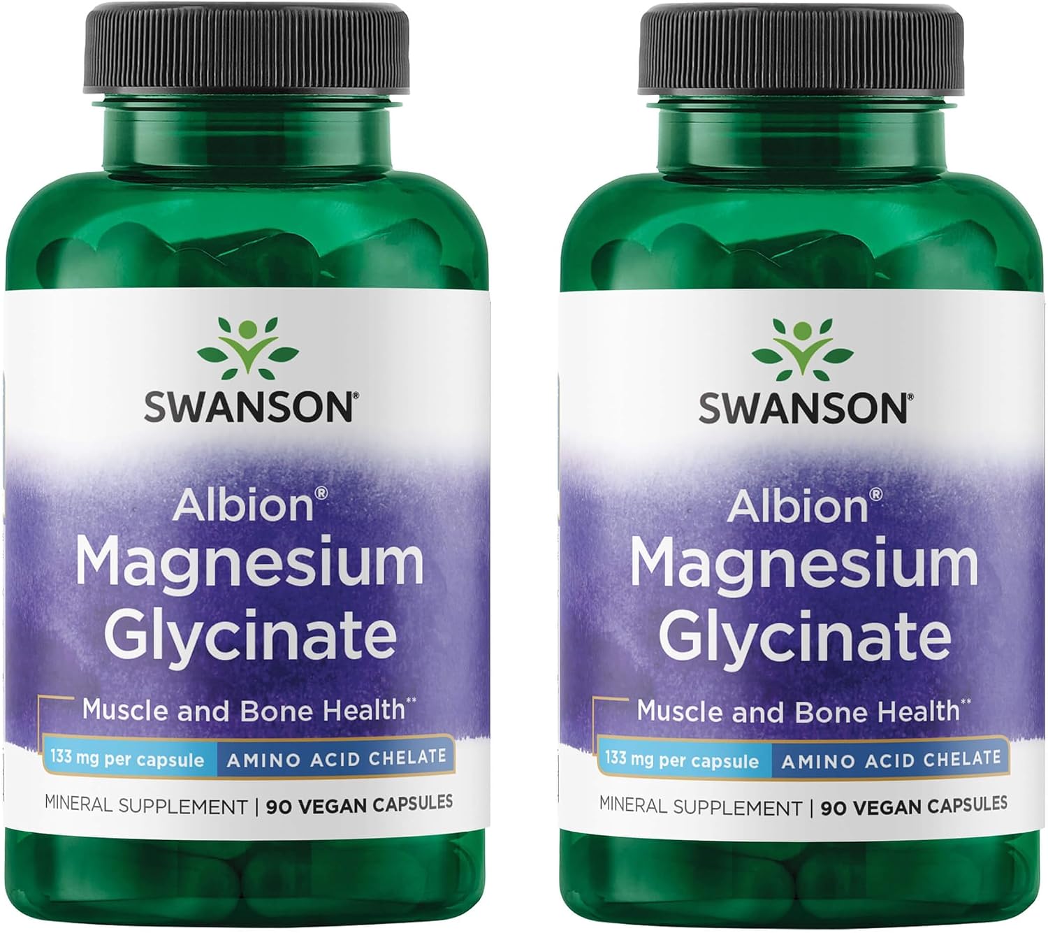 Swanson Albion Magnesium Glycinate - Chelated Magnesium Supplement - 90 Capsules (3 Pack) - görsel 7