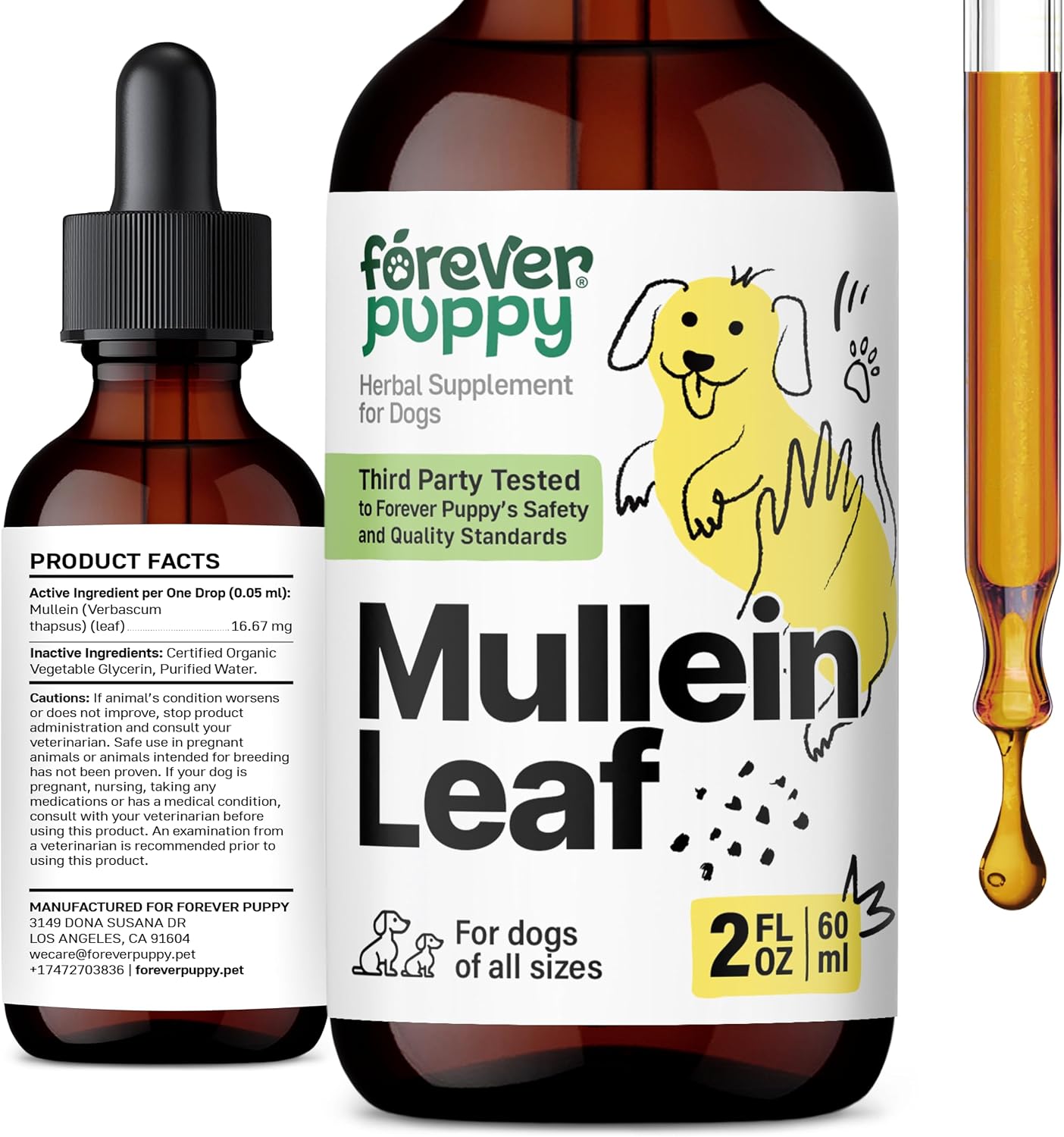 Forever Puppy Mullein Tincture for Dogs – Respiratory Health Support – 59 ml - görsel 1