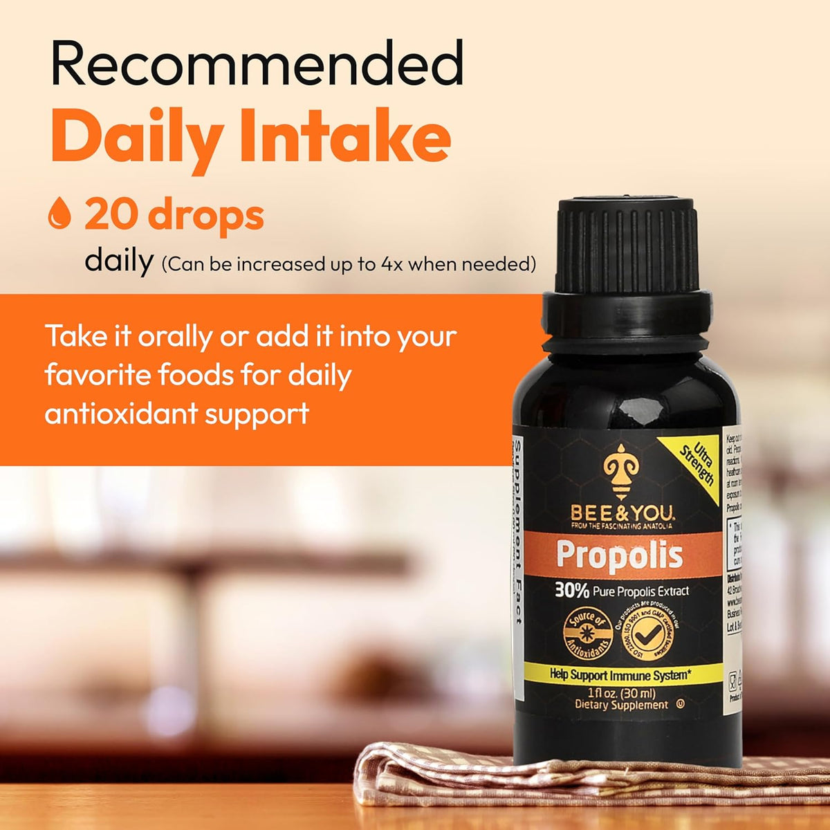Bee & You Propolis Liquid Extract Drops – 30% Propolis, Ultra-Pure, 30 ml - görsel 6
