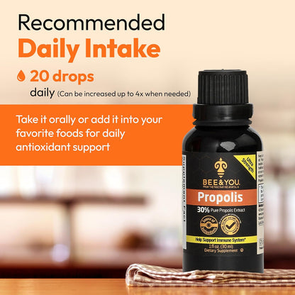 Bee & You Propolis Liquid Extract Drops – 30% Propolis, Ultra-Pure, 30 ml