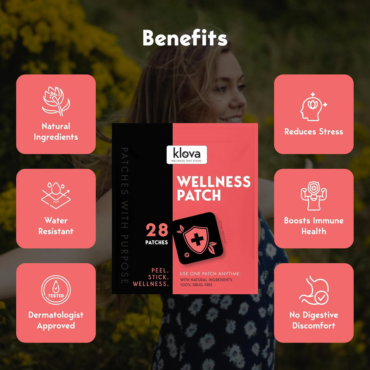 Klova Wellness Patches for Immune Support & Daily Wellbeing – 24-Hour Calm Patch with Zinc, Bee Propolis & Pterostilbene - görsel 2