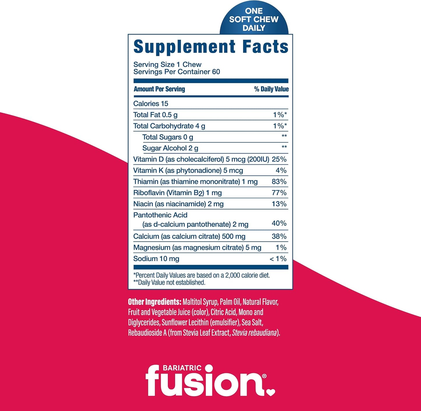 Bariatric Fusion Bariatric Calcium Supplement Chews | Calcium Citrate with Vitamin D3 Bariatric Vitamin | Sugar-Free Chewable | 500mg | Strawberry | 60 Chews - görsel 4