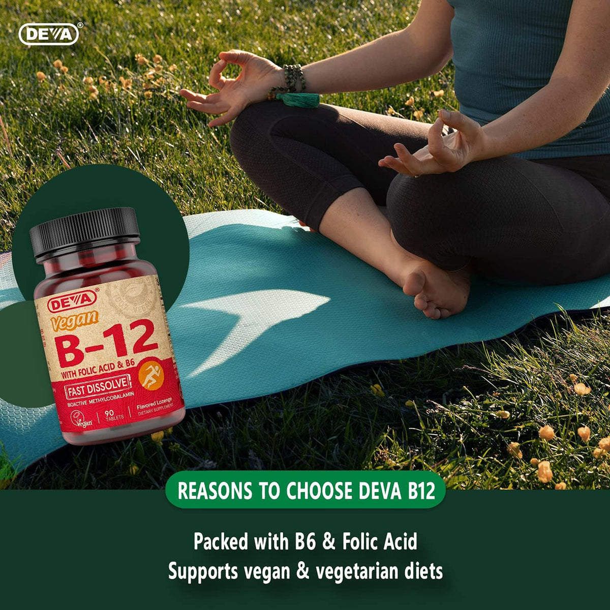 Deva Vegan Vitamin B12 Fast Dissolve Supplement – 1000 mcg Methylcobalamin with B6 & Folic Acid – Lemon Flavour – 90 Lozenges - görsel 8